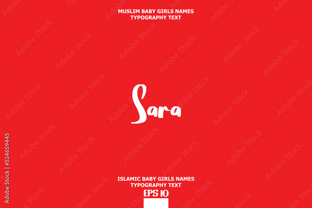 Handwritten Text of Islamic Female Name Sara on Red Background Handwritten Text of Islamic Female Name Sara on Red Background