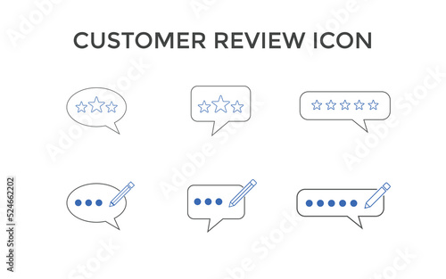 Set of Feedback or Customer review line icons Vector illustration. Customer 5 star review sign symbol for SEO, web and mobile apps colorful
