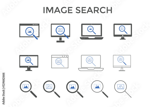 Set of music search icon vector illustrations. Used for SEO or websites.
