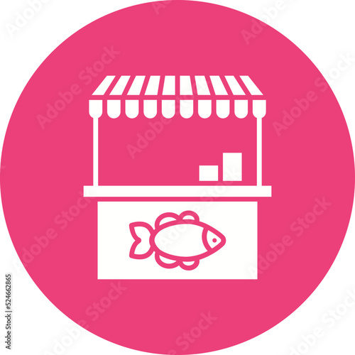 Fish Market Glyph Circle Background Icon