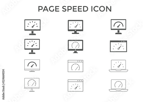 Set of Page speed icons. Concept for SEO and web design.
