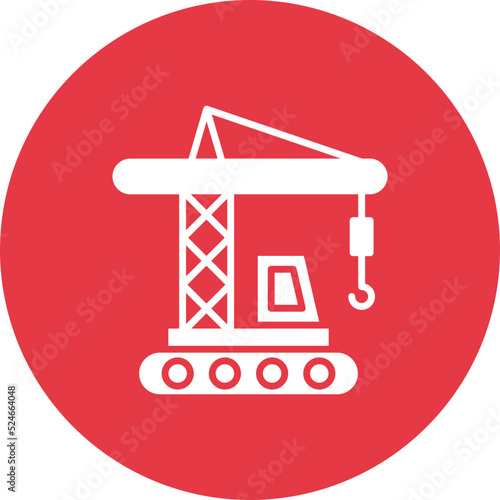 Crane Vehicle Glyph Circle Background Icon