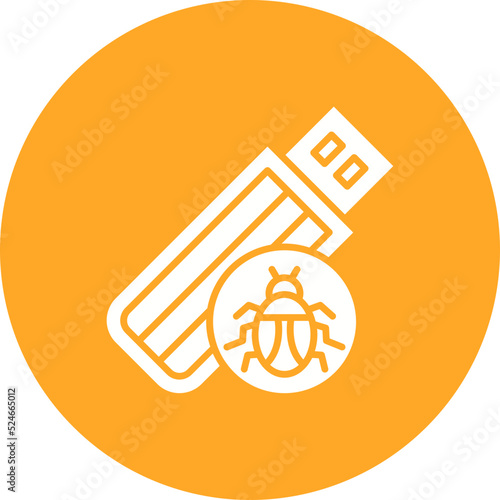 Pendrive Virus Glyph Circle Background Icon