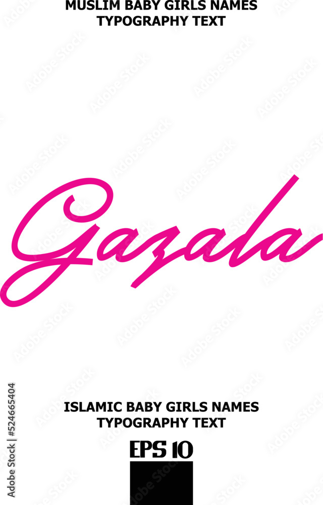 Gazala Muslim Female Name Vector Cursive Text Design