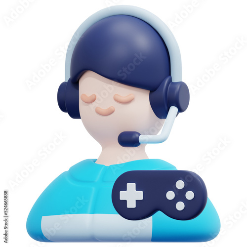 gamer 3d render icon illustration