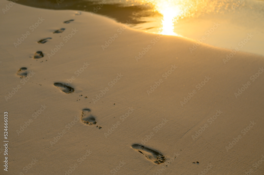 footprints on the beach at sunset footprints on the beach at sunset