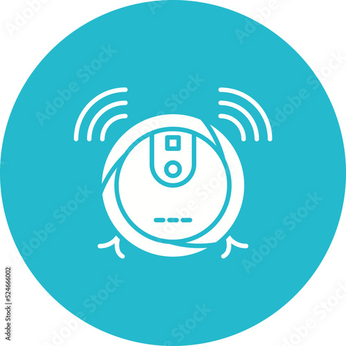 Robot Vaccum Glyph Circle Background Icon