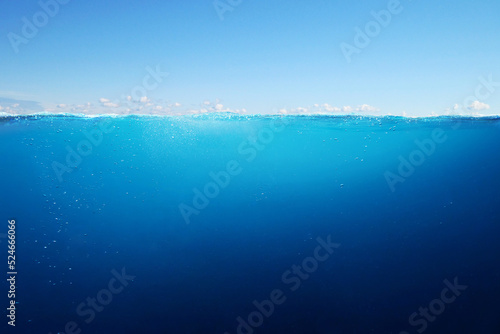 Fototapeta Naklejka Na Ścianę i Meble -  Amazing clear deep ocean underwater. Save the planet, concept. Water and Nature Protection. Free copy space for design and text