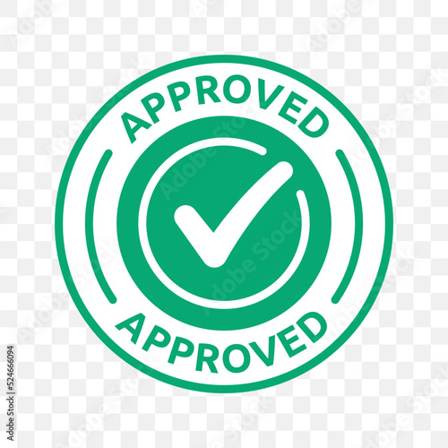 Approved stamp seal isolated on transparent background.