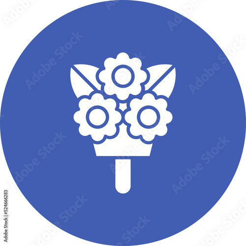 Flower Bouquet Glyph Circle Background Icon