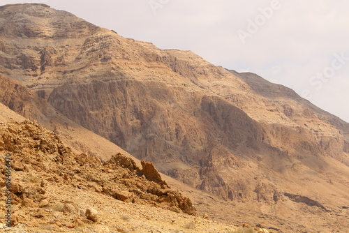 Mountains and rocks in the Judean Desert in the territory of Israel.