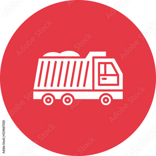 Dump Truck Glyph Circle Background Icon
