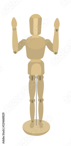Wooden drawing mannequin that praying isolated on white background.