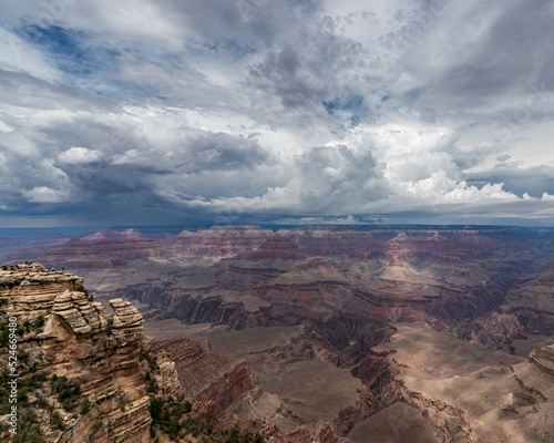 red mountains from the grand canyon with gloomy sky