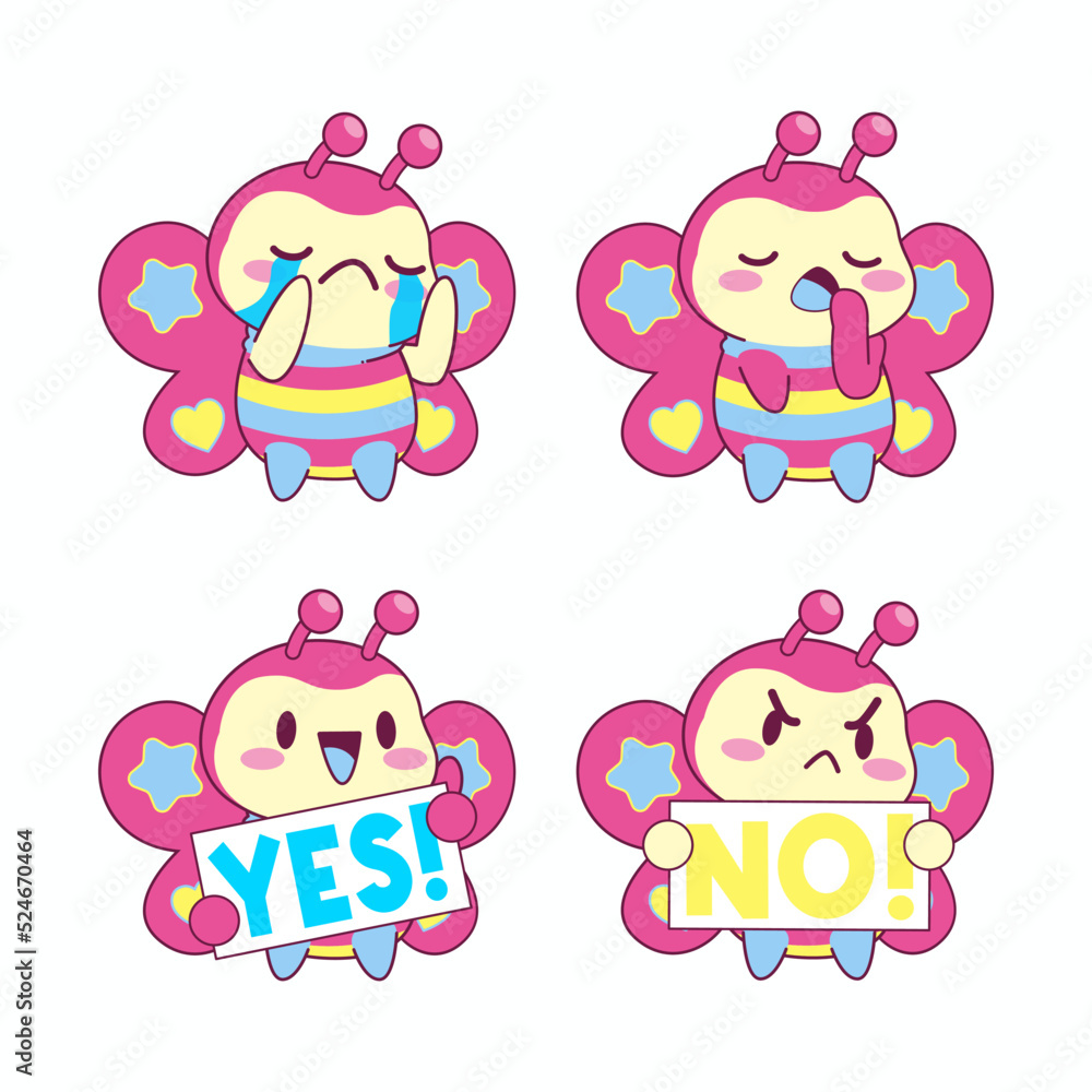 Naklejka premium cute little butterfly vector illustration set