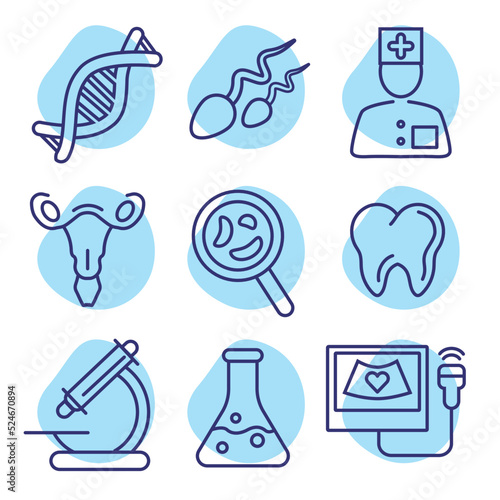 medicine health dentistry gynecology laboratory ultrasound set icon