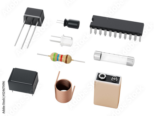 Canvas Print Spare electronic parts isolated on white background