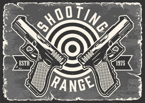 Shooting range sticker vintage monochrome