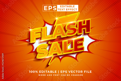 Editable text effect Flash Sale 3d cartoon template style premium vector