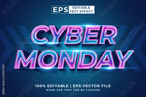 Editable text effect Cyber Monday 3d cartoon template style premium vector