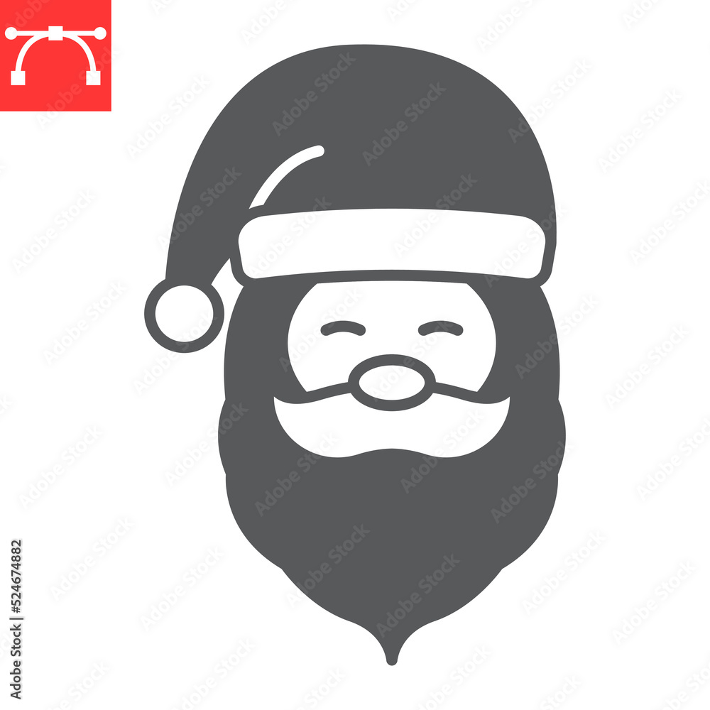 Santa Claus glyph icon, Christmas and holiday, Santa Claus face vector icon, vector graphics, editable stroke solid sign, eps 10. Santa Claus glyph icon, Christmas and holiday, Santa Claus face vector icon, vector graphics, editable stroke solid sign, eps 10.