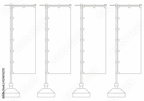 のぼり旗　イラストセット　線画 photo