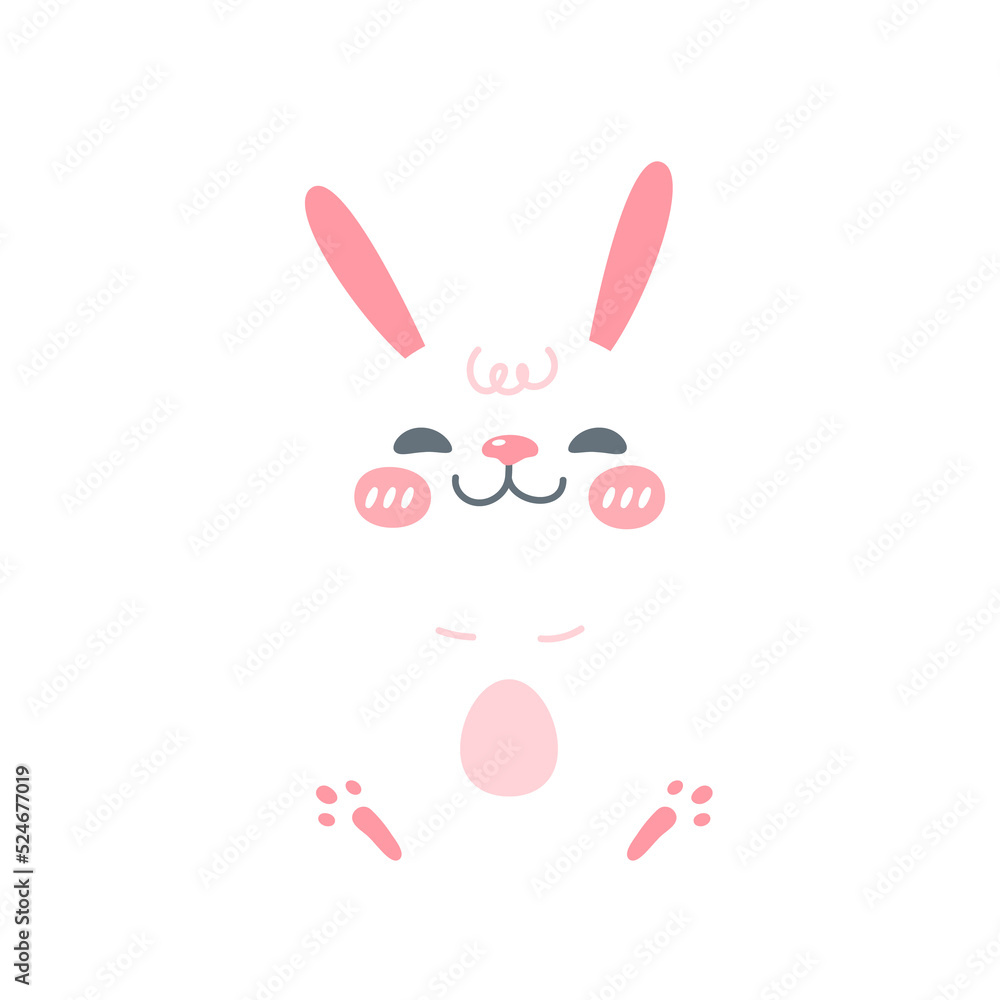 A little rabbit emerges from the hole. cartoon decorative card for children A little rabbit emerges from the hole. cartoon decorative card for children