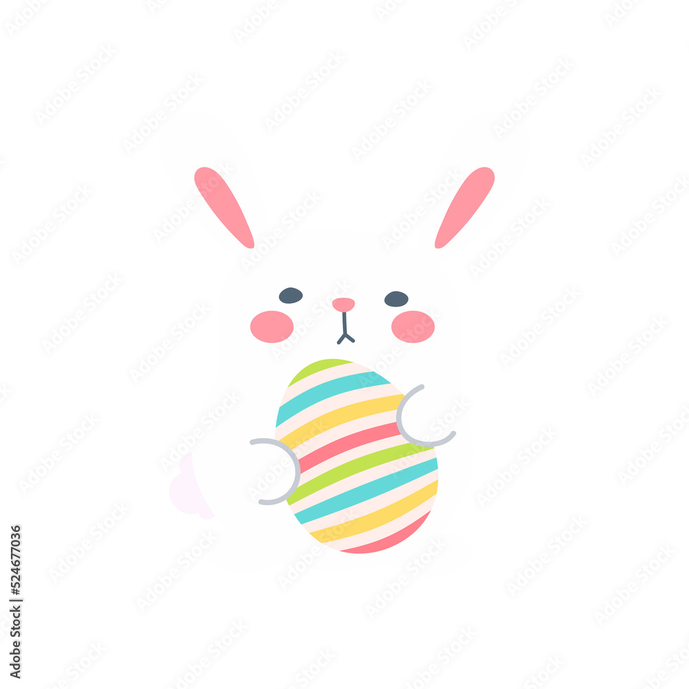 A little rabbit emerges from the hole. cartoon decorative card for children