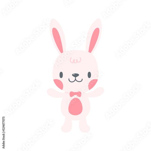 A little rabbit emerges from the hole. cartoon decorative card for children