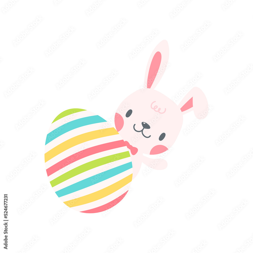 A little rabbit emerges from the hole. cartoon decorative card for children A little rabbit emerges from the hole. cartoon decorative card for children