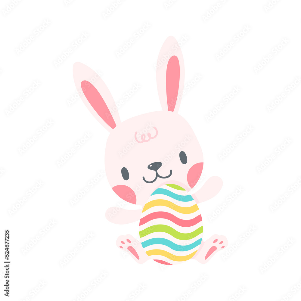 A little rabbit emerges from the hole. cartoon decorative card for children A little rabbit emerges from the hole. cartoon decorative card for children