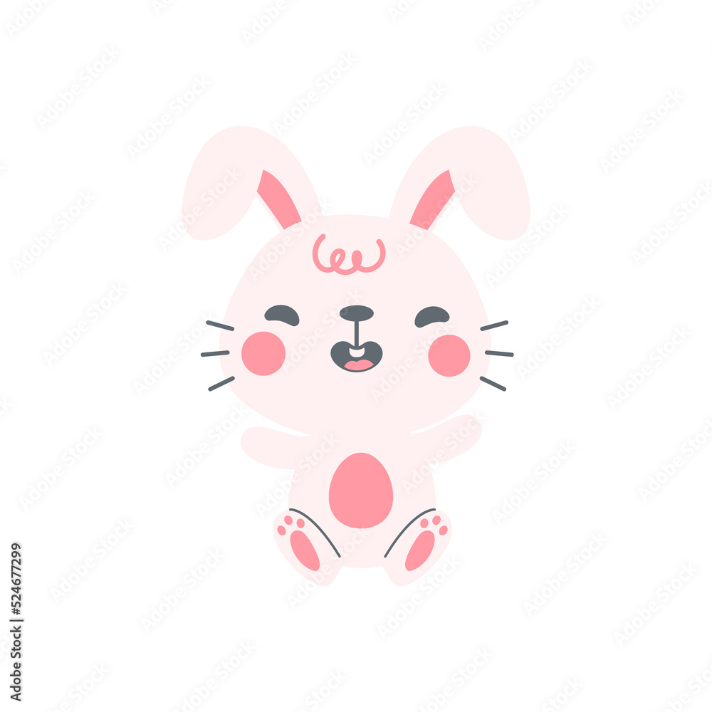 A little rabbit emerges from the hole. cartoon decorative card for children A little rabbit emerges from the hole. cartoon decorative card for children