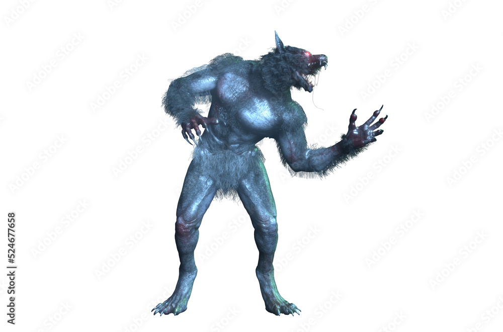 a werewolf on Halloween on white background 3D render a werewolf on Halloween on white background 3D render