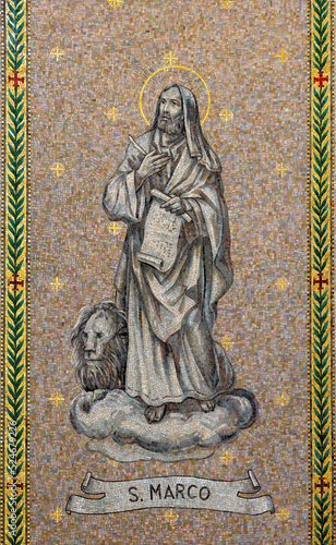 BARI, ITALY - MARCH 3, 2022: The mosaic of St. Mark the Evangelist in the chu...