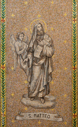 BARI, ITALY - MARCH 3, 2022: The mosaic of St. Matthew the Evangelist in the ...