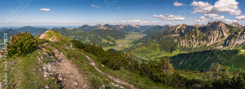 Fototapeta Naklejka Na Ścianę i Meble -  Climbing the Edelrid Via Ferrata near Oberjoch Bad Hindelang in the Allgau Mountains