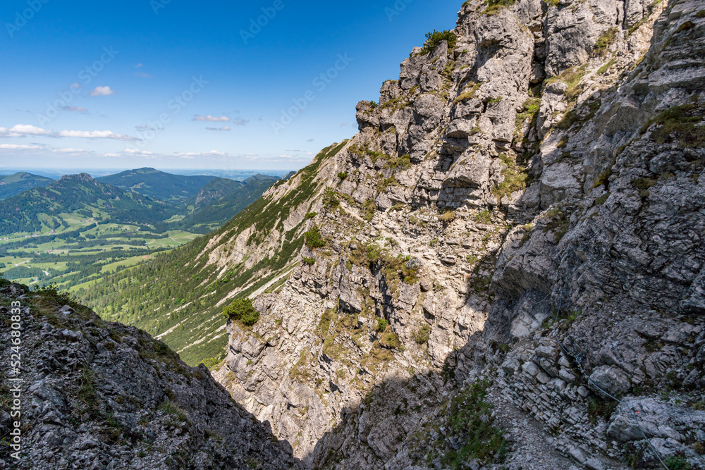 Climbing the Edelrid Via Ferrata near Oberjoch Bad Hindelang in the Allgau Mountains Climbing the Edelrid Via Ferrata near Oberjoch Bad Hindelang in the Allgau Mountains