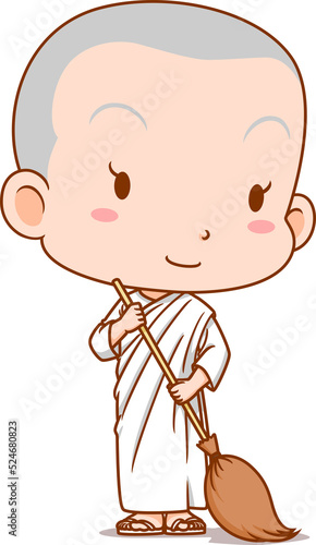 Cartoon character of Thai Buddhist Nun.