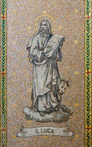 BARI, ITALY - MARCH 3, 2022: The mosaic of St. Luce the Evangelist in the church Chiesa di San Antonio from year 1987.