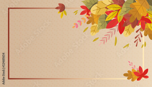 Autumn background with golden maple and oak leaves. Vector paper illustration. Vector set of greeting cards with autumn elements and lettering. Happy September, hello autumn,and fall in love.