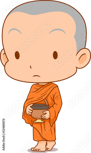 Cartoon character of Buddhist monk.