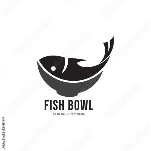 Inspiration sign  logo of a fish that is on top of a bowl that is in unique shape.