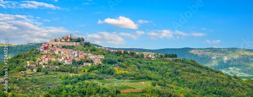  Landscape with old small town Motovun, located on scenic green hill. Istria, Croatia photo