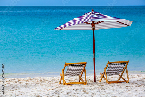 beach and umbrella in the tropical beach