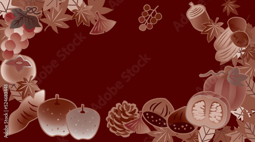 秋の味覚　果物野菜のイラスト背景