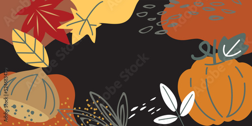 シンプル、おしゃれな秋イメージの背景イラスト