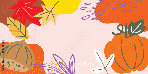 シンプル、おしゃれな秋イメージの背景イラスト