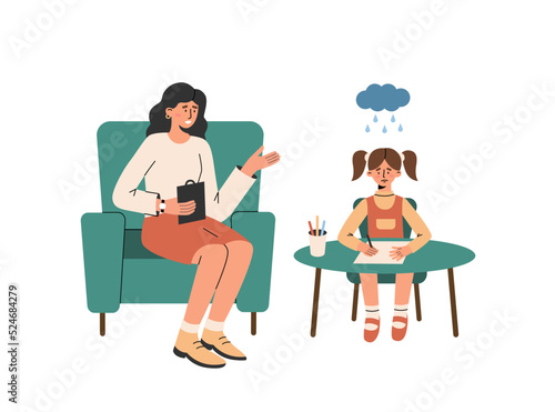 Children psychotherapy session with a female psychologist