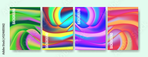 Set Of Colorful Wave Cover Template Design in A4 Size. Abstract Wave Background
