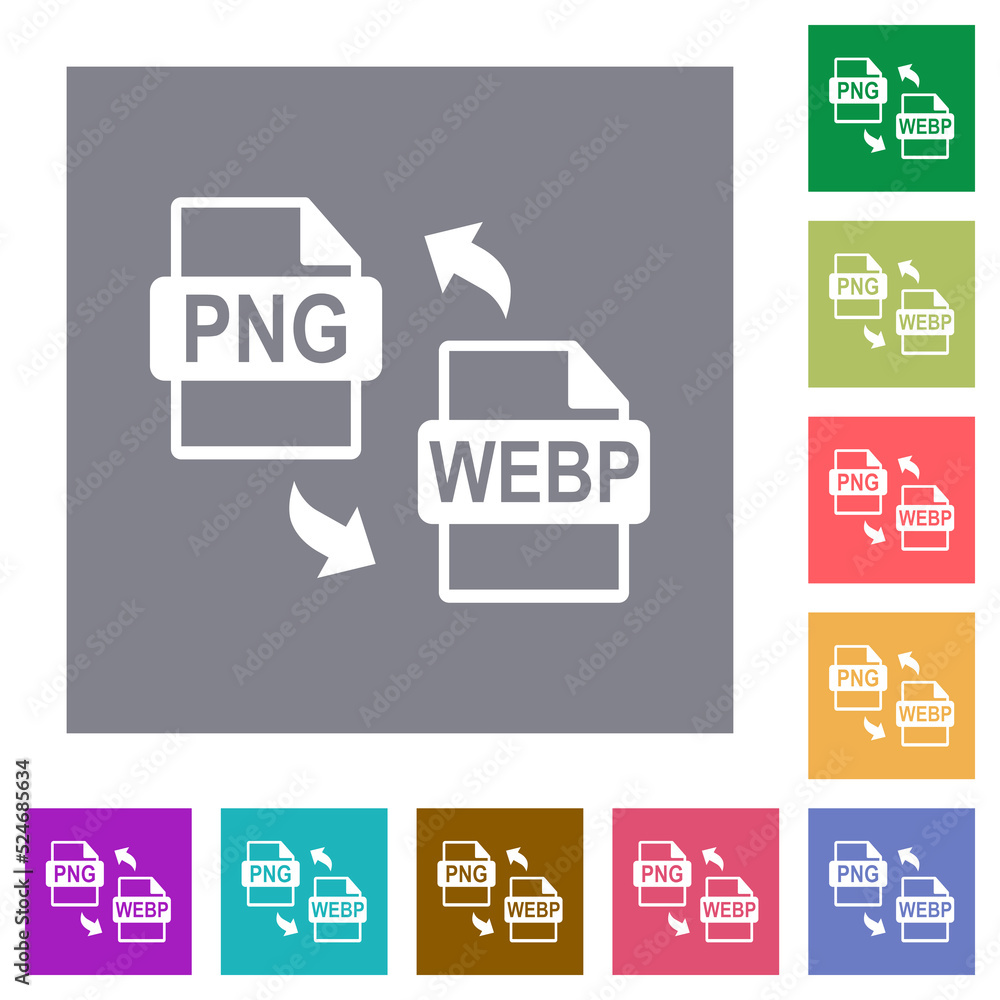 PNG WEBP file conversion square flat icons Stock Vector Adobe Stock